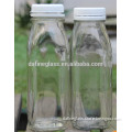 Hot wholesale 16OZ woozy square beverage glass juice bottle with plastic screw cap